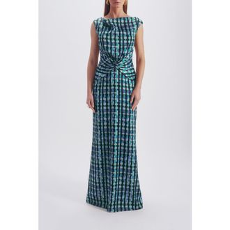 Amsale Printed Twist Knot Gown in Purple-Multi at Nordstrom, Size 12