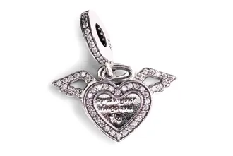 Pandora Heart and Angel Wings Dangle Charm