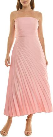 Nicole Miller Pleated Strapless Satin Cocktail Dress in Crystal Rose at Nordstrom Rack, Size 14