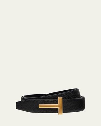 Tom Ford T Buckle Grain Leather Belt
