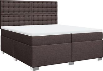vidaXL Vidaxl - Cama Box Spring Con Colch&oacute;n Tela Marr&oacute;n Oscuro 200x200 Cm