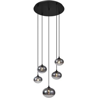 QAZQA Lampada a sospensione jia - Moderno - Acciaio,Vetro - Nero - Tondo/Sfera Max. 5 x Watt - Qazqa