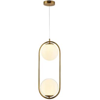 Trade Shop Trade Shop - Ara&ntilde;a De Suspensi&oacute;n Oval De Bronce Con Dos Esferas De Vidrio De Cristal L&aacute;mpara De Metal G9 A33