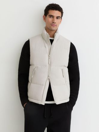 Reiss Light Stone Quilted Zip-through Puffer Gilet, L
