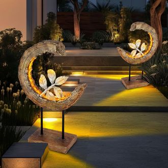 Globo Lighting Lampada Solare Da Giardino Effetto Legno Decorazione Da Giardino Lampada Solare Solare Luna Per Esterni, Ramo Argentato, Led 3000k Bianco Caldo, Lxh 2