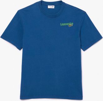 Lacoste Heren Lacoste Washed Effect Ombré Print T-shirt in Blauw