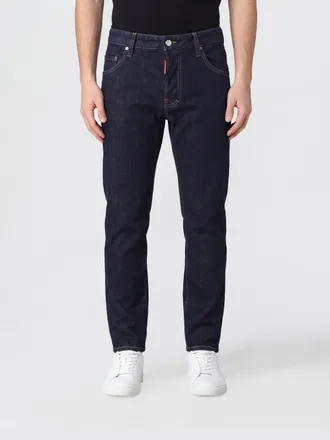 Dsquared2 Jeans straight fit a vita media in denim di cotone
