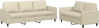 vidaXL Juego De Sof&aacute;s Con Cojines 2 Piezas Cuero Sint&eacute;tico Crema Vidaxl