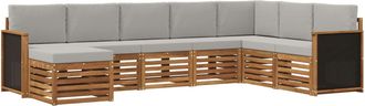 vidaXL Conjunto De Sof&aacute;s De Exterior 6 Uds. Natural Y Gris Claro Vidaxl