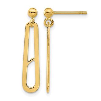 Diamond2Deal 14K Yellow Gold Polished Paperclip Drop Dangle Earrings