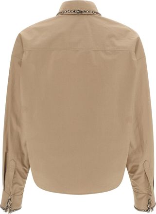 Fabiana Filippi Jewel-Embroidered Cotton Poplin Shirt - Beige