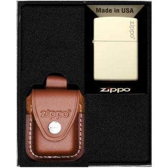 OEM Encendedor Zippo Con Logotipo Blanco Mate, Set De Regalo N.&ordm; 2