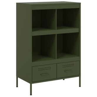 vidaXL Credenza Verde Oliva 68x39x101,5 Cm In Acciaio - Vidaxl