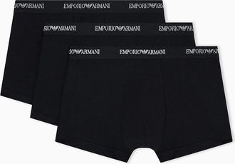 Emporio Armani Mens Emporio Armani 3-Pack Mens Stretch Jersey Boxer Briefs with Logo Waistband - Black/Black/Black - Size: 35/34/32