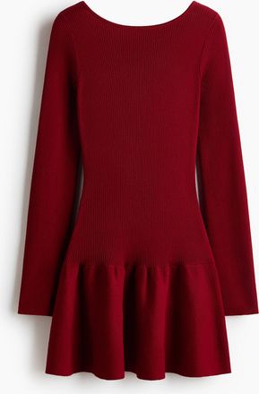 H&M Geripptes, ausgestelltes Kleid - Red