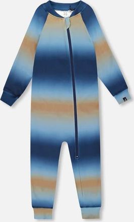Deux par Deux One-Piece Thermal Underwear in Blue And Beige Gradient at Nordstrom, Size 24M