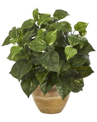 Nearly Natural 14In Pothos Artificial Plant In Ceramic Planter