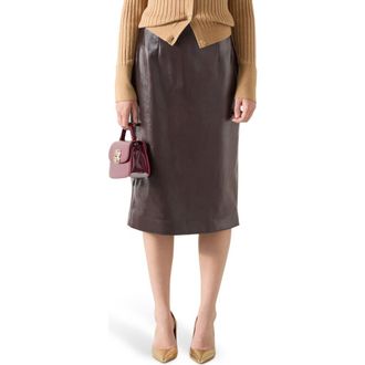 L.k. Bennett Marlene Faux Leather Midi Skirt in Deep Purple at Nordstrom Rack, Size 14 Us / 18 Uk