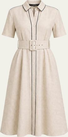 Toccin Jean Linen-Blend Belted A-Line Midi Shirtdress