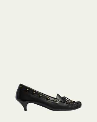Khaite 45mm Milly Leather Moccasin Pumps