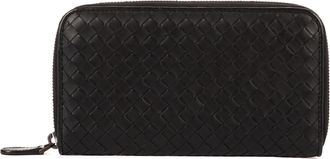 Bottega Veneta Pre-owned Womens Intrecciato Zip Around Wallet - Black - One Size