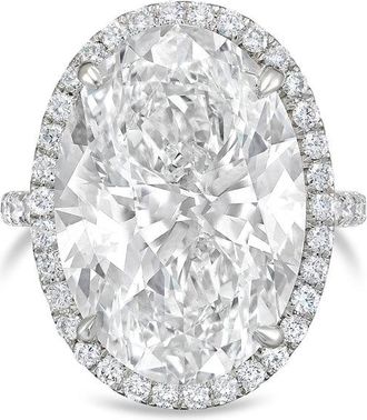Diana M. Jewels Platinum 15ct lab grown Oval Diamond Halo Pav&eacute; Ring