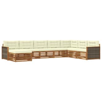vidaXL Conjunto De Sof&aacute;s De Exterior Con Coj&iacute;n 8 Pcs Natural Y Crema Vidaxl