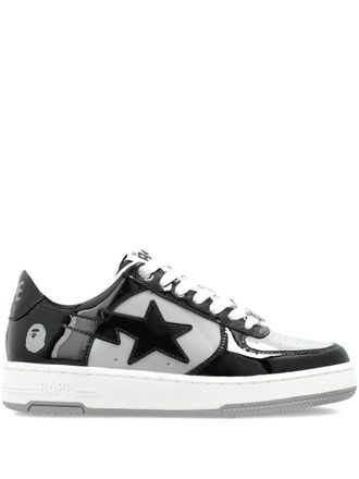 A Bathing Ape Bape Sta panelled sneakers - men - Patent Calf Leather/Calf Leather/Rubber - 9.5 - Black