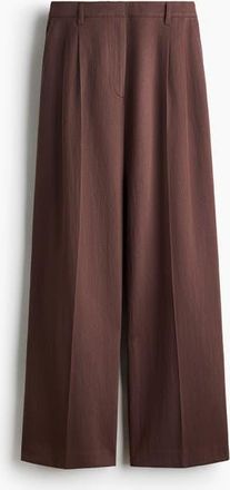 H&M Linen-blend Tailored Trousers in Dark Dusty Pink at Nordstrom, Size 18