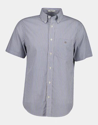 GANT Mens GANT Mens Regular Fit Poplin Stripe Short Sleeve Shirt - 260 Faded Taupe - Grey - Size: 42/Regular
