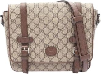 Gucci Pre-owned GG Supreme Coated Canvas Shoulder Bag - Heren - Vintage Schoudertas - Beige - ONE Size - Leer - Vintage