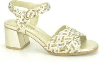 Carmela Tresse High Heel Sandalen - Dames - Sandalen met hakken - Geel - 39 EU - Leer - Schoenen
