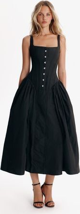 Milla Structured Corset Midi Formal Occasion Dress in Black at Nordstrom, Size 6