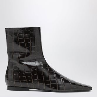 Toteme Brown crocodile-effect leather Chelsea boots with zip