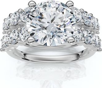 Pompeii3 Certified 3 6/8ct Diamond Engagement Wedding Ring Set 14k Gold Lab Grown