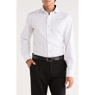 Lorenzo Uomo Print Trim Fit Dress Shirt in White at Nordstrom Rack, Size 15 - 34