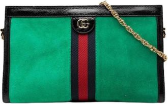 Gucci Pre-owned Ophidia Schoudertas - Dames - Vintage Clutch - Groen - ONE Size - Leer - Vintage