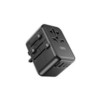 OEM Xo Adaptador De Viaje Universal - Conexiones Para Mas De 150 Paises - Salida De Hasta 2500w - Puerto Usb-c De 65w - Salida De Cinco Puertos - Color Ne
