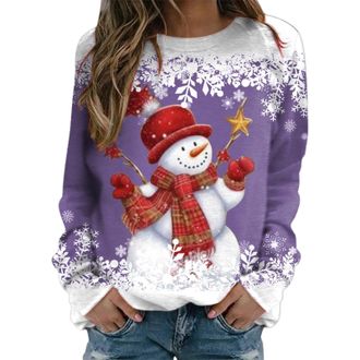 Generic Christmas Jumpers for Women,Ladies Christmas Jumpers UK,Women Xmas Jumper Funny Snowman Print Graphic Sweatshirts Cute Long Sleeve Novelty Hoodies Xma
