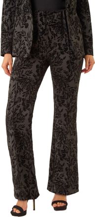DUSK Womens Floral Flocked Premium Stretch Trousers - Black - Size 10 UK