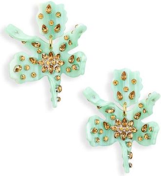 Lele Sadoughi Small Paper Lily Embellished Drop Earrings in Jade at Nordstrom