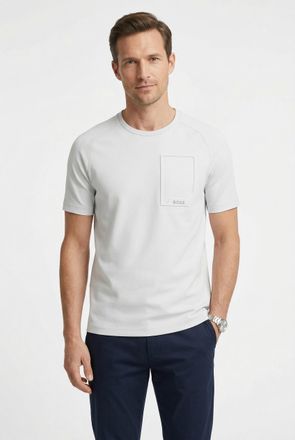 Boss Green by Hugo Boss T-Shirt BOSS GREEN Tee Urban Tech, Herren, Gr. XXL, grau (light, pastel grau054), Single Jersey, Obermaterial: 95% Baumwolle, 5% Elasthan, gestreift, 