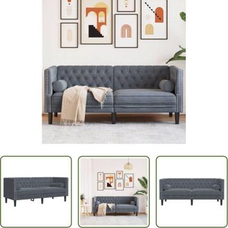 vidaXL Divano a 2 posti - Divano Chesterfield con Rinforzi 2 Posti Grigio Scuro Velluto