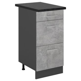 Vicco Mueble Bajo De Cocina R-line, Hormig&oacute;n, 40 Cm Con Cajones, Et Antracita