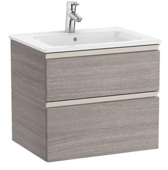 Roca Pack Unik Mueble Base De Dos Cajones + Lavabo Central The Gap Roca Color: Roble City Texturizado - Medidas: 605x460x537 Mm