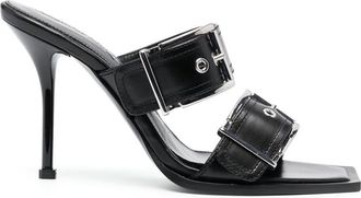 Alexander McQueen 100mm buckled leather sandals - women - Calf Leather/Calf Leather/Calf Leather - 38.5 - Black