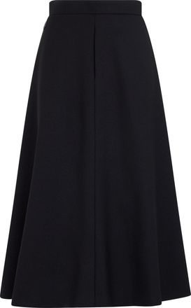 Moncler Womens Midi Flared Wool Skirt Black