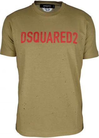 Dsquared2 Cotton T-Shirt - Heren - T-shirts - Beige - XL - Katoen - Tops