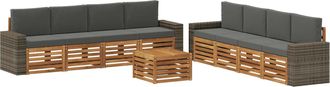 vidaXL Conjunto De Sof&aacute;s De Exterior 9 Uds. Natural Y Antracita Vidaxl