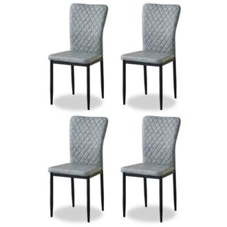 Ainpecca Ainpecca - Set of 4 Faux Leather Dining Chairs High Back Kitchen Counter chairs home & restaurants & Lounge Leisure & Living Room & Office(Gray